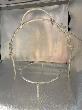 Vintage White Distressed Plate Stand Shabby Chic
